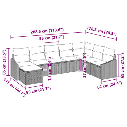 8-Delig Tuin Sofa Set Met Kussens Beige Poly Rattan