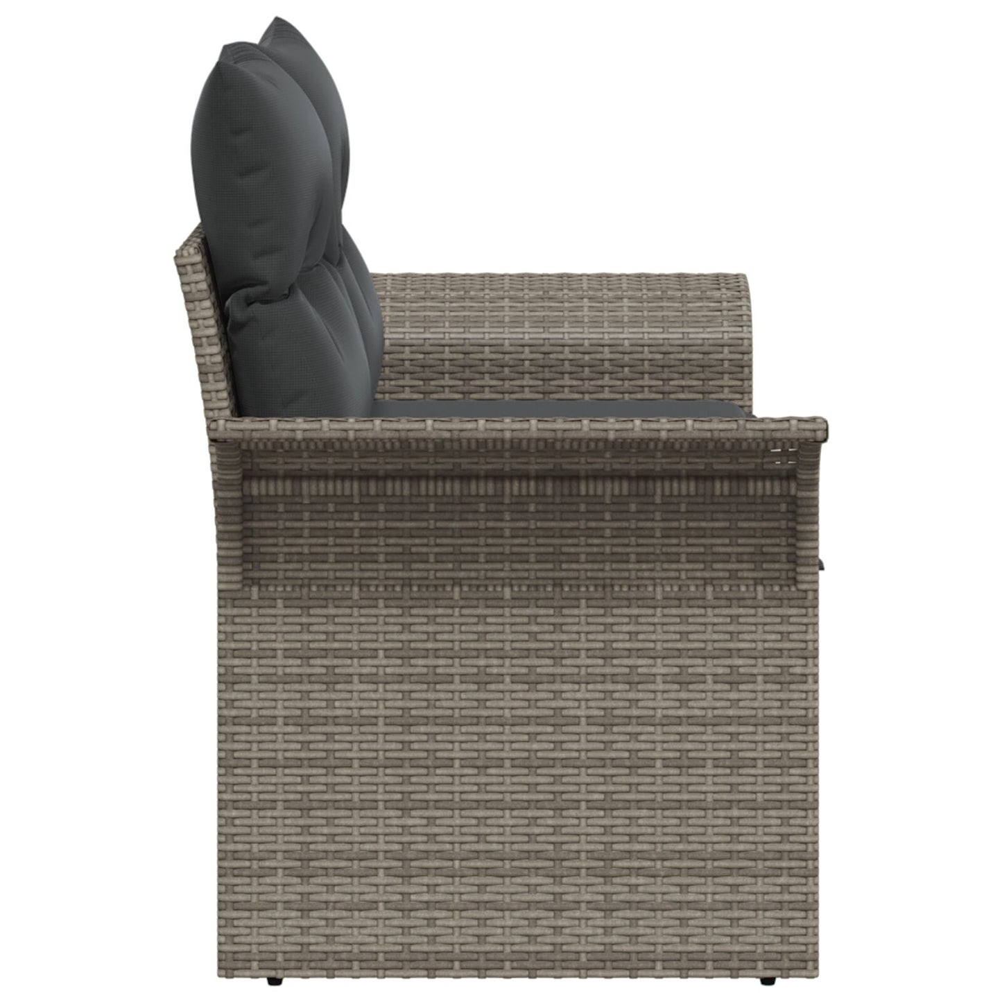 2-Zits Tuinbank Met Kussens Poly Rattan Grijs zonder opslag