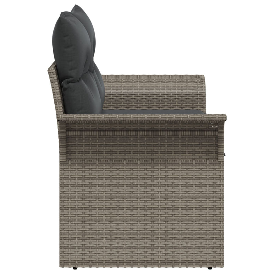 2-Zits Tuinbank Met Kussens Poly Rattan Grijs zonder opslag