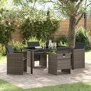 Tuin eettafelset poly rattan grijs 5-delig