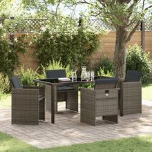 5-Delige Tuin Eetset Met Kussens Grijs Poly Rattan