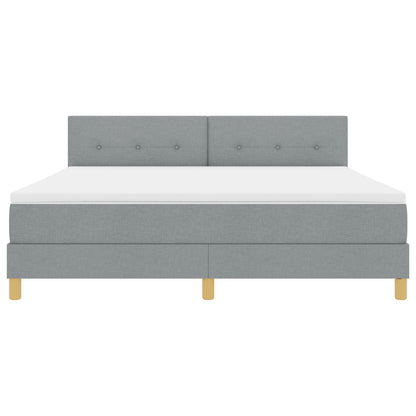 Boxspring Bed Met Matras Stof Lichtgrijs 180 x 200 cm Met knoop gestikt
