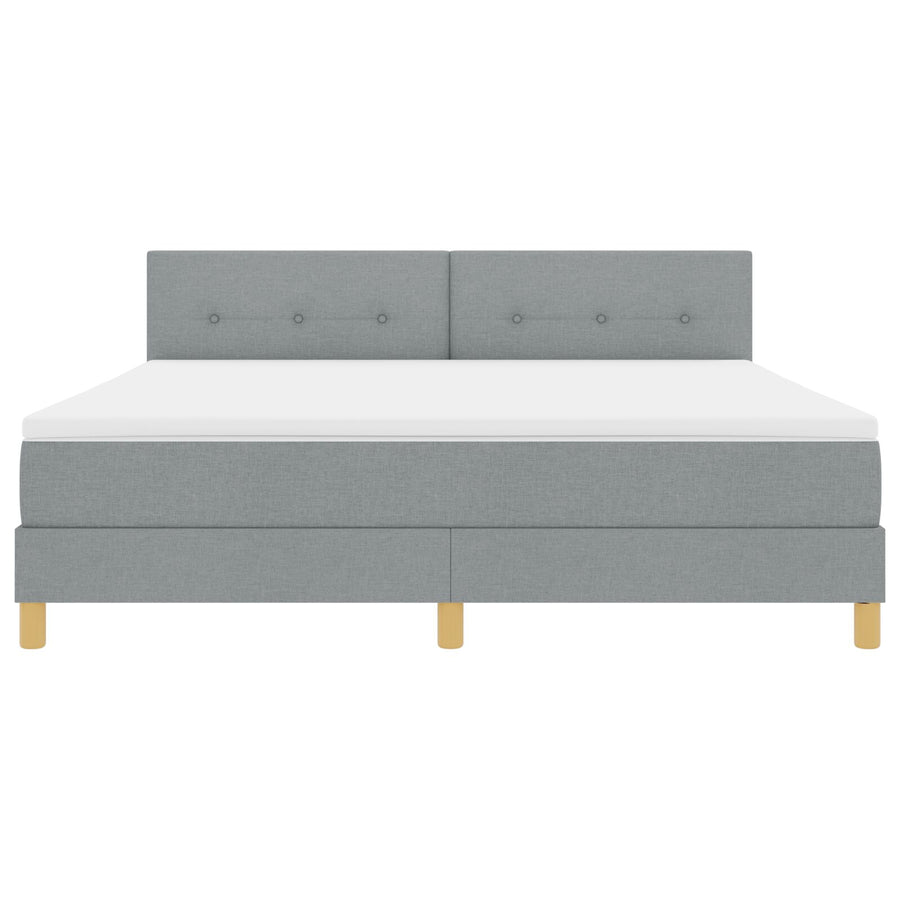 Boxspring Bed Met Matras Stof Lichtgrijs 180 x 200 cm Met knoop gestikt