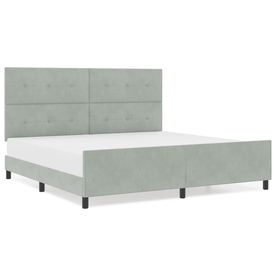 Bedframe Lichtgrijs 200X200 Cm Fluweel Crème
