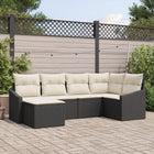 Loungeset 6-delig zwart polyrattan