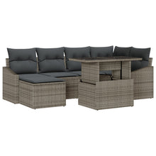 7-Delige Tuin Sofa Set Met Kussens Grijs Poly Rattan