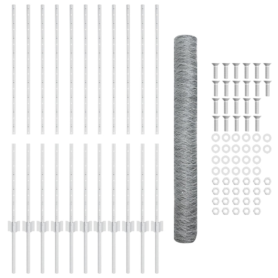 Tuin Fence Set Set Van 2 Gegalvaniseerd Staal 25 X 1.2 M Duurzaam