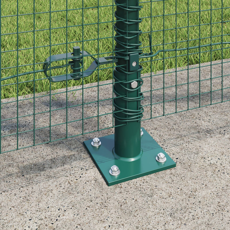 Gelaste Draadhek Met 7 Flenspalen Groen 1.2X10 M Staal Gegalvaniseerd Staal