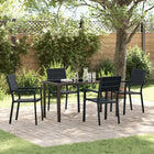 Garden dining set 5 pcs Black Powder-coated steel