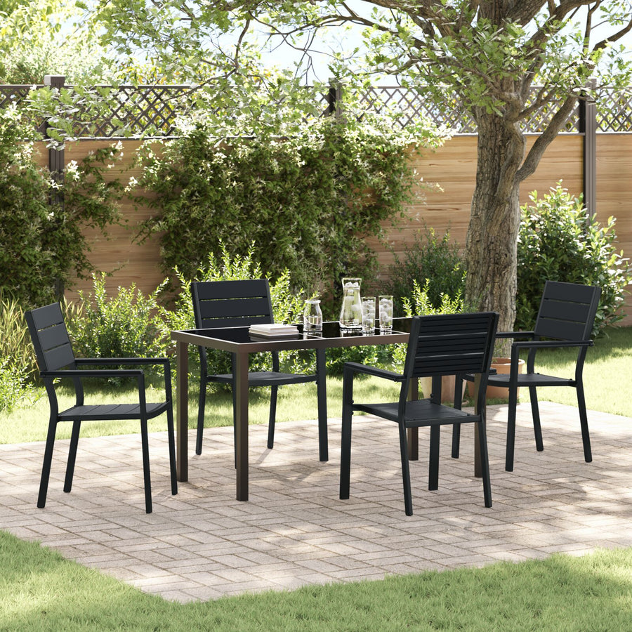 5 Delige Tuin Eetset Zwart Hdpe