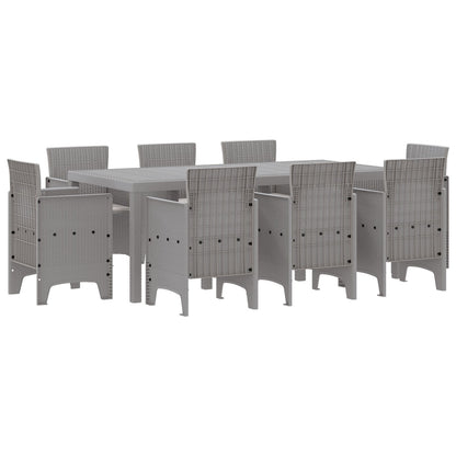 9 Delige Tuin Eetset Met Kussens Licht Grijs Poly Rattan