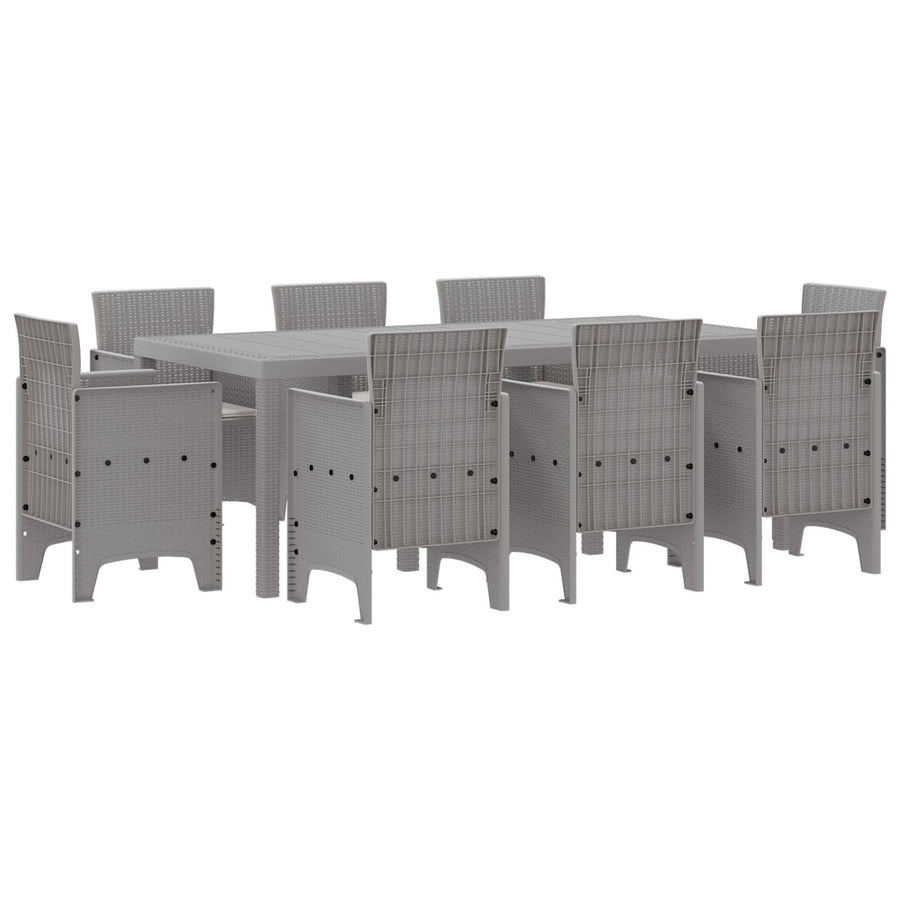 9 Delige Tuin Eetset Met Kussens Licht Grijs Poly Rattan