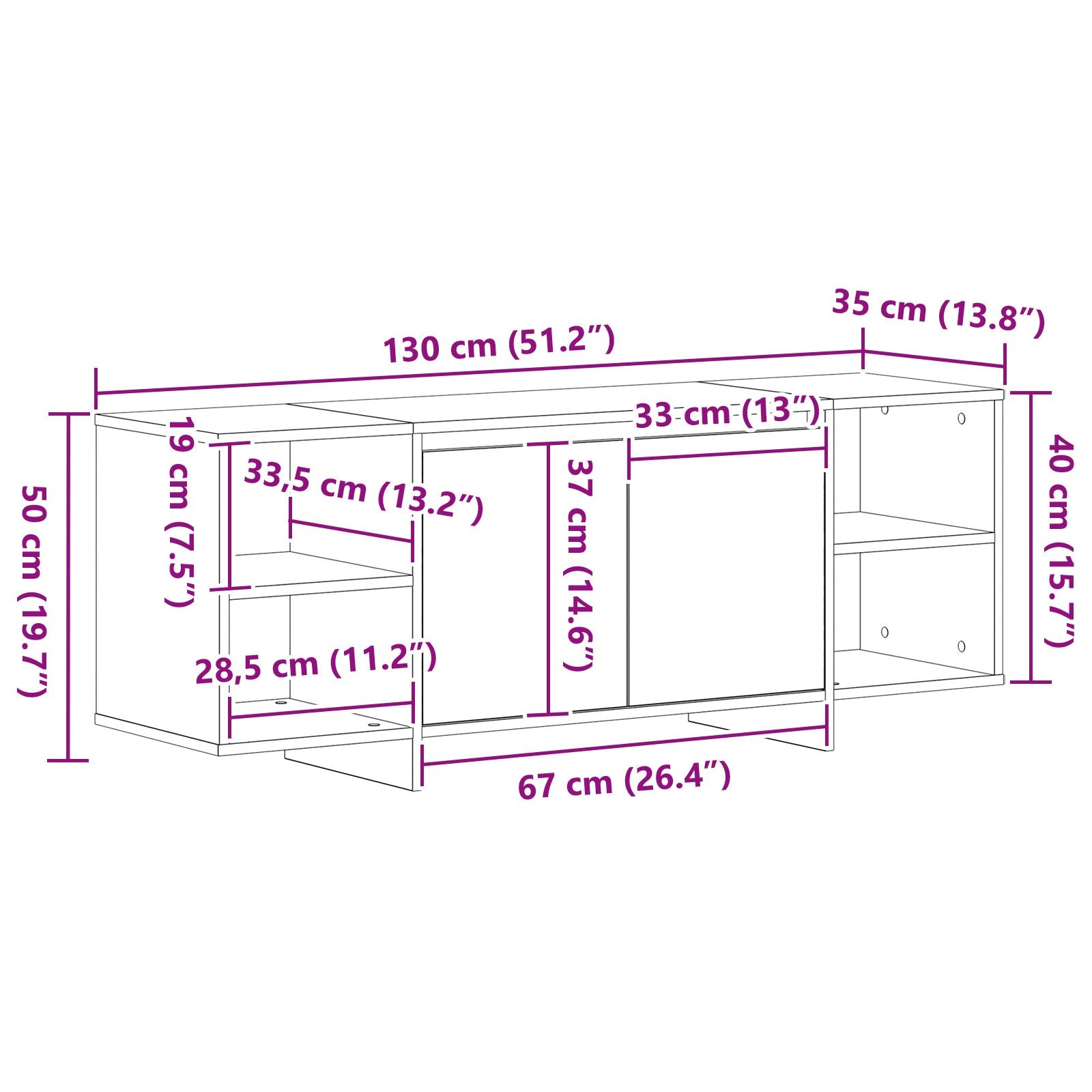 Tv-Meubel - - 120X30X40.5 Cm - Gemaakt Van Geengineerd Hout Zwart eiken
