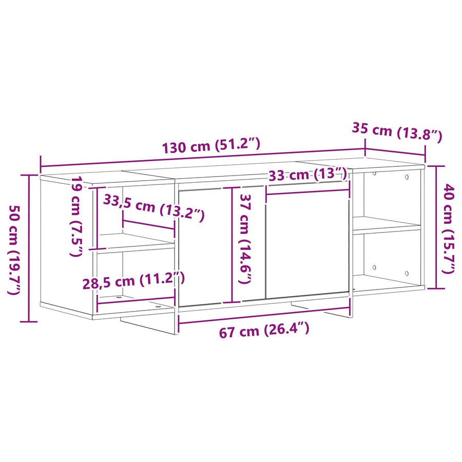 Tv-Meubel - - 120X30X40.5 Cm - Gemaakt Van Geengineerd Hout Zwart eiken