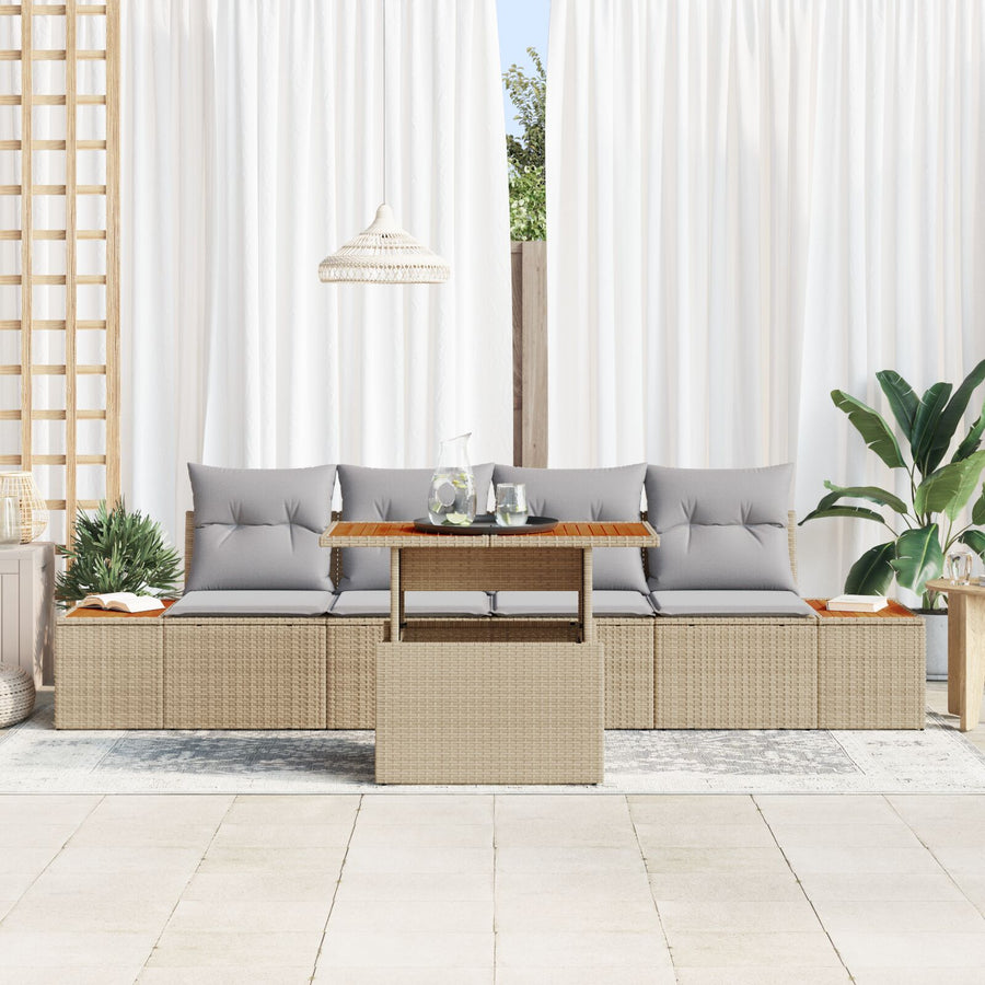 Tuin Sofa Set Set Van 5 Beige Rattan 5-Delige Tuinset