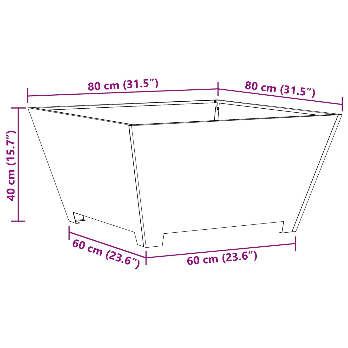 Vuurkorf Vierkant Zwart Staal 80 x 80 x 40 cm Koudgewalst staal/Zwart