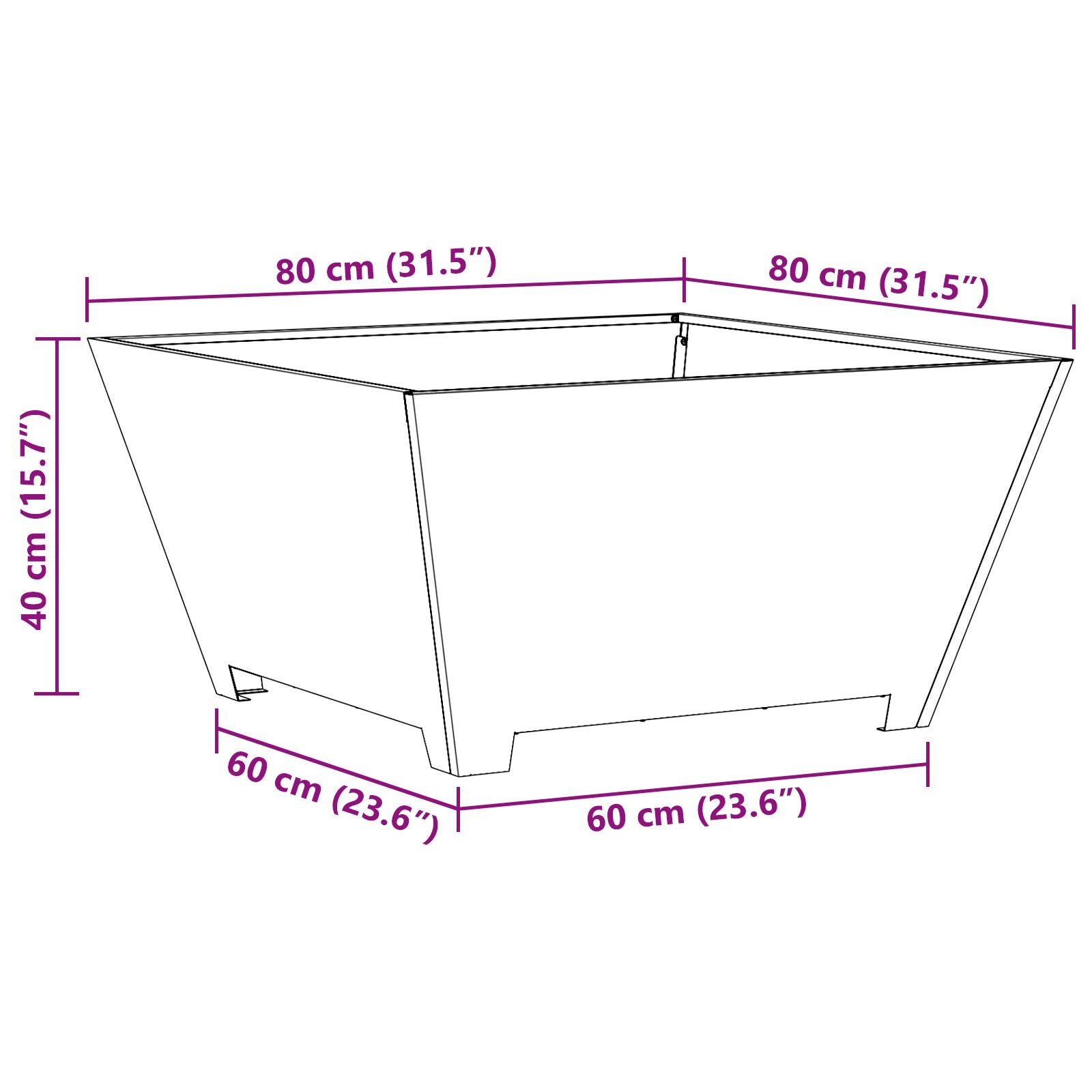Vuurkorf Vierkant Zwart Staal 80 x 80 x 40 cm Koudgewalst staal/Zwart