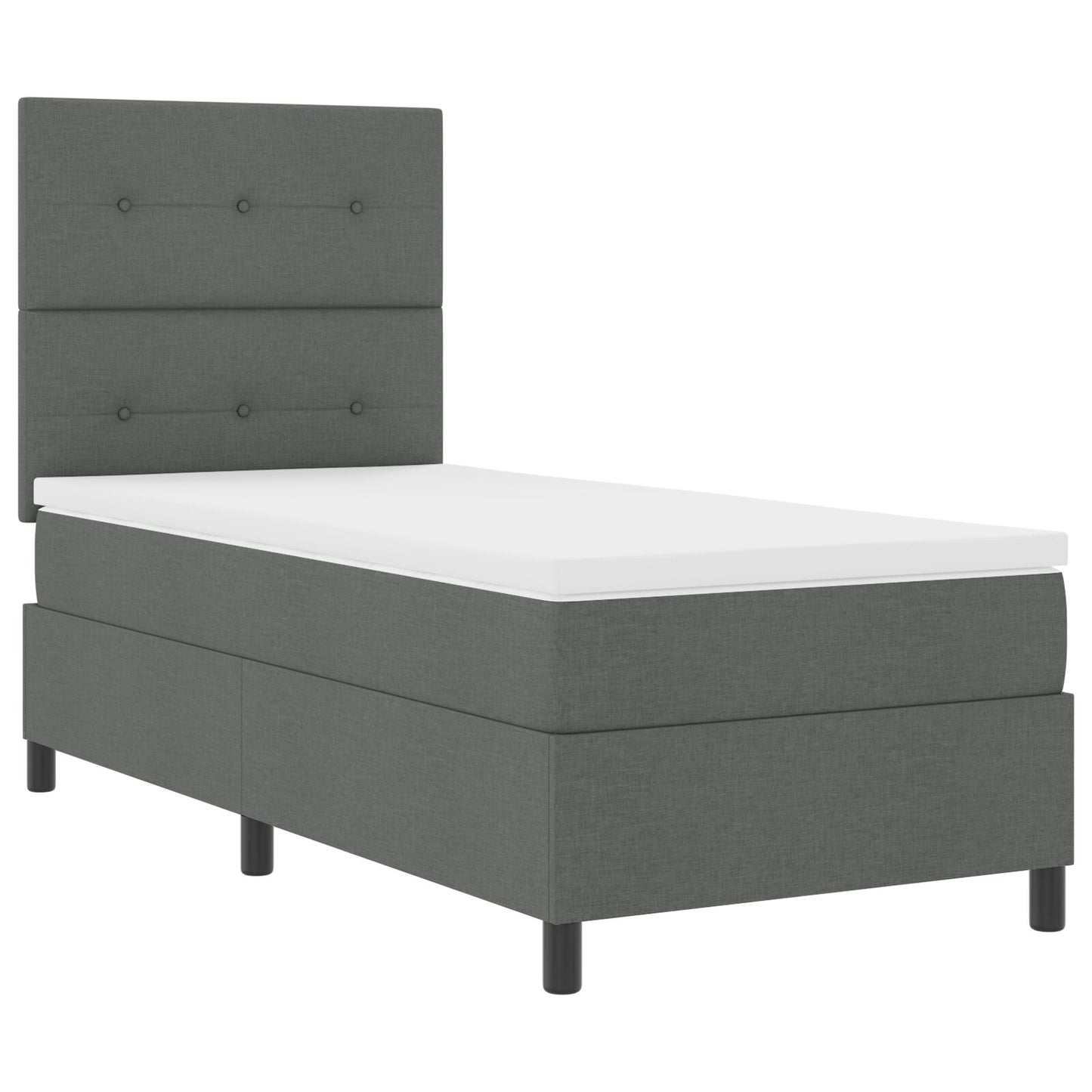 Boxspringbed Met Matras Stof Donkergrijs 80 x 200 cm Knop tufted