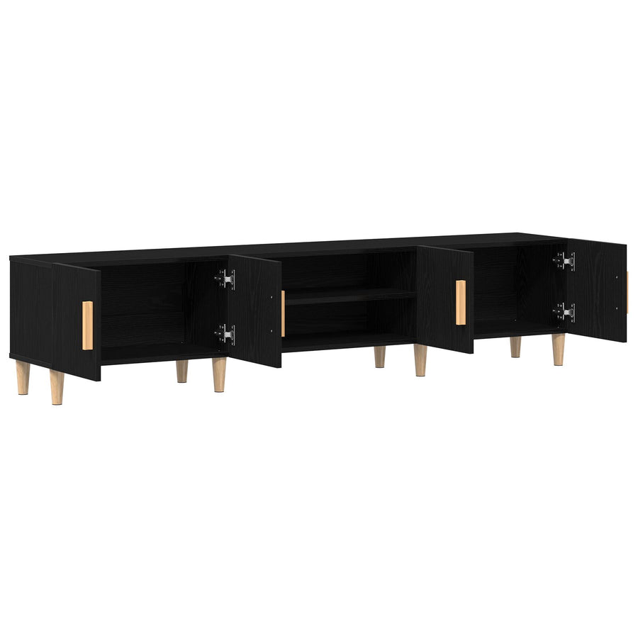 Tv Meubel Zwart Eiken 180X31,5X40 Cm Geengineerd Hout