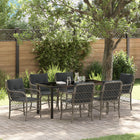 Tuinstoelenset poly rattan grijs 7-delig