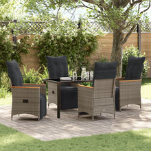 5-Delige Tuin Eetset Met Kussens - Grijs - Poly Rattan