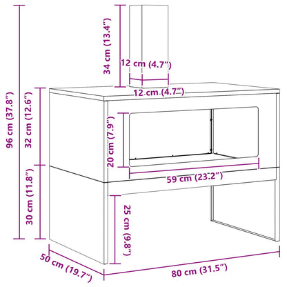 Vuurkorf Met Schoorsteen Verweerd Staal 80 x 50 x 96 cm Verweerd staal/Bruin