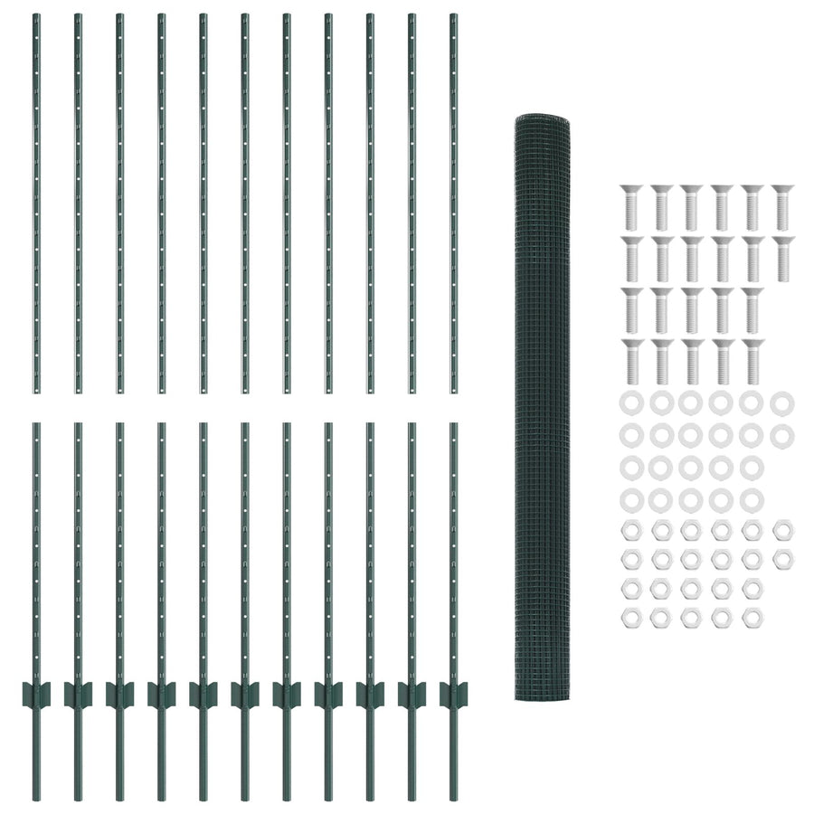 Tuinomheiningset Set Van 2 Groen Metaal 25 X 1,5 M Duurzaam