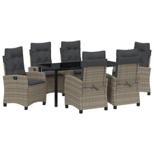 7-Delige Tuinset Met Kussens Grijs Poly Rattan