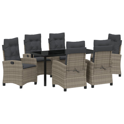 7-Delige Tuinset Met Kussens Grijs Poly Rattan