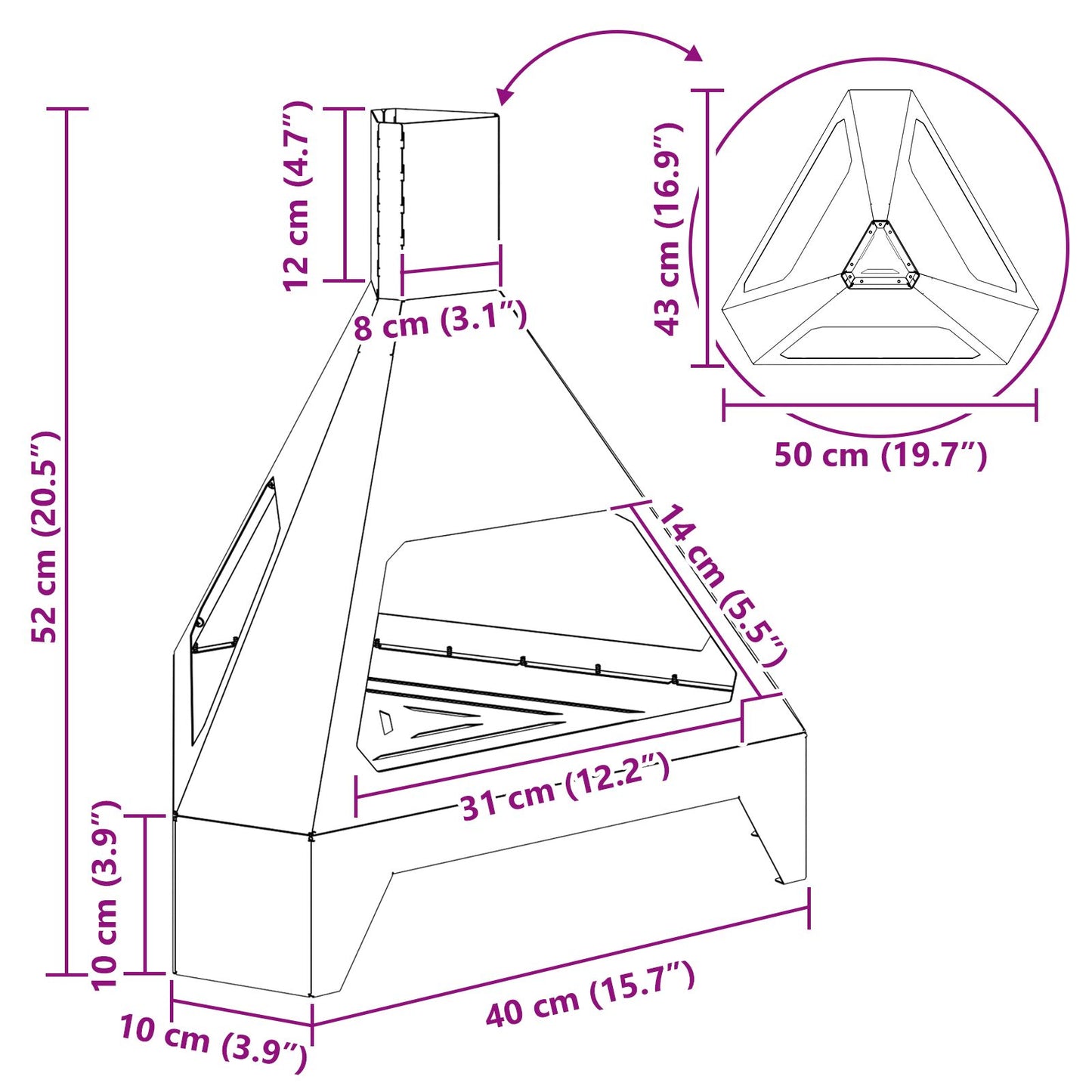 Vuurkorf Met Schouw Zwart 50X43X52 Cm Staal Koudgewalst staal/Zwart