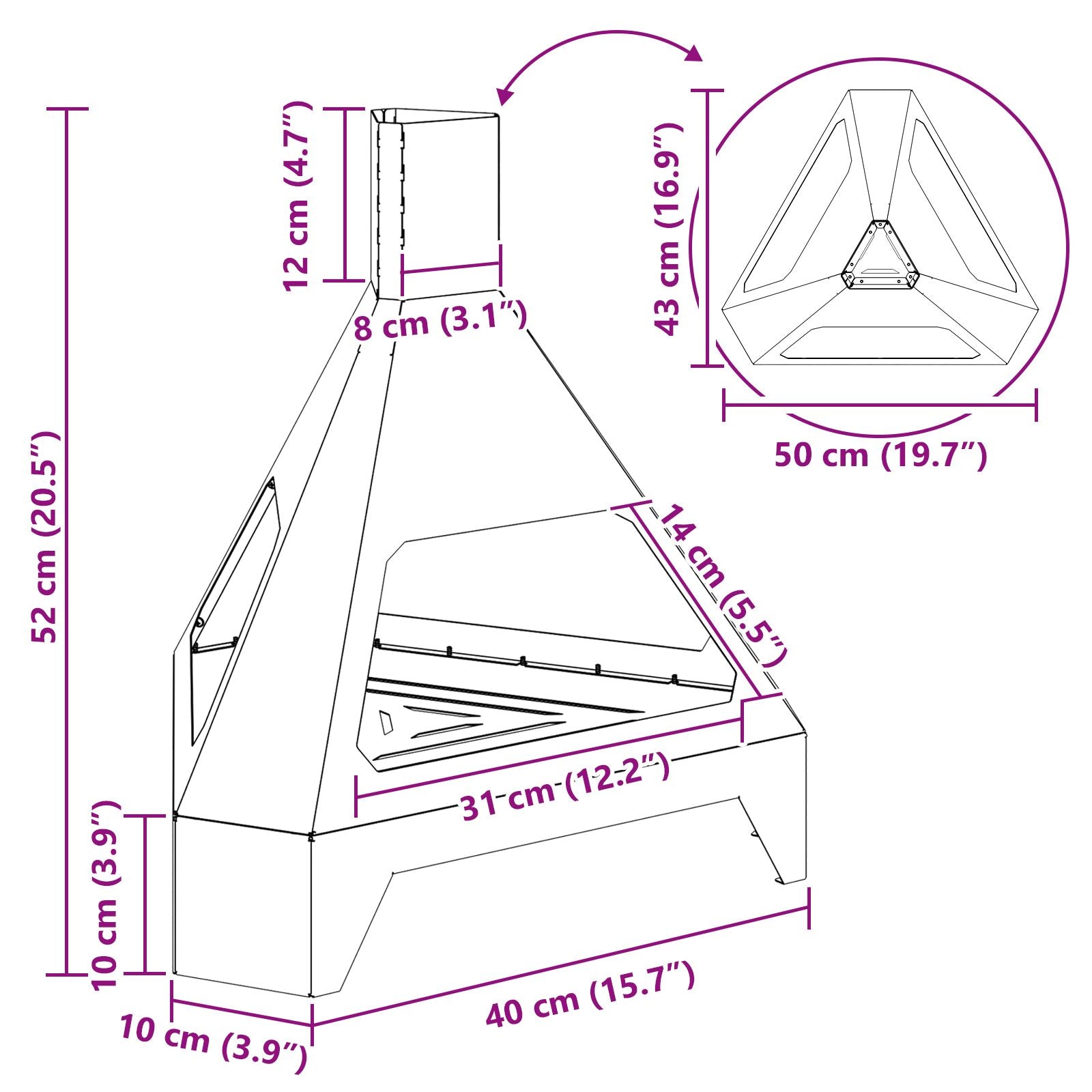 Vuurkorf Met Schouw Zwart 50X43X52 Cm Staal Koudgewalst staal/Zwart