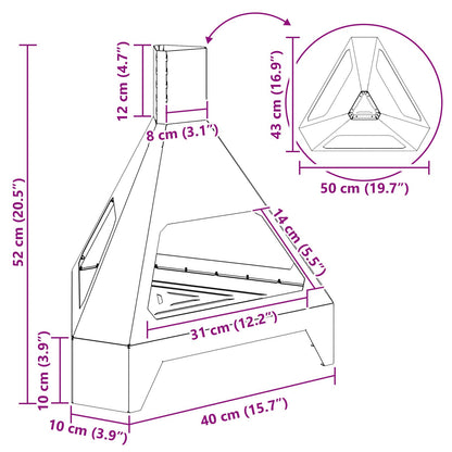 Vuurkorf Met Schouw Zwart 50X43X52 Cm Staal Koudgewalst staal/Zwart