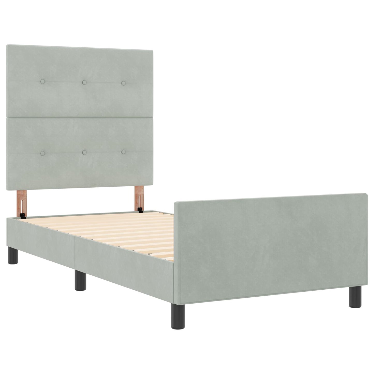Bed Frame Lichtgrijs 90X190 Cm Velvet Crème