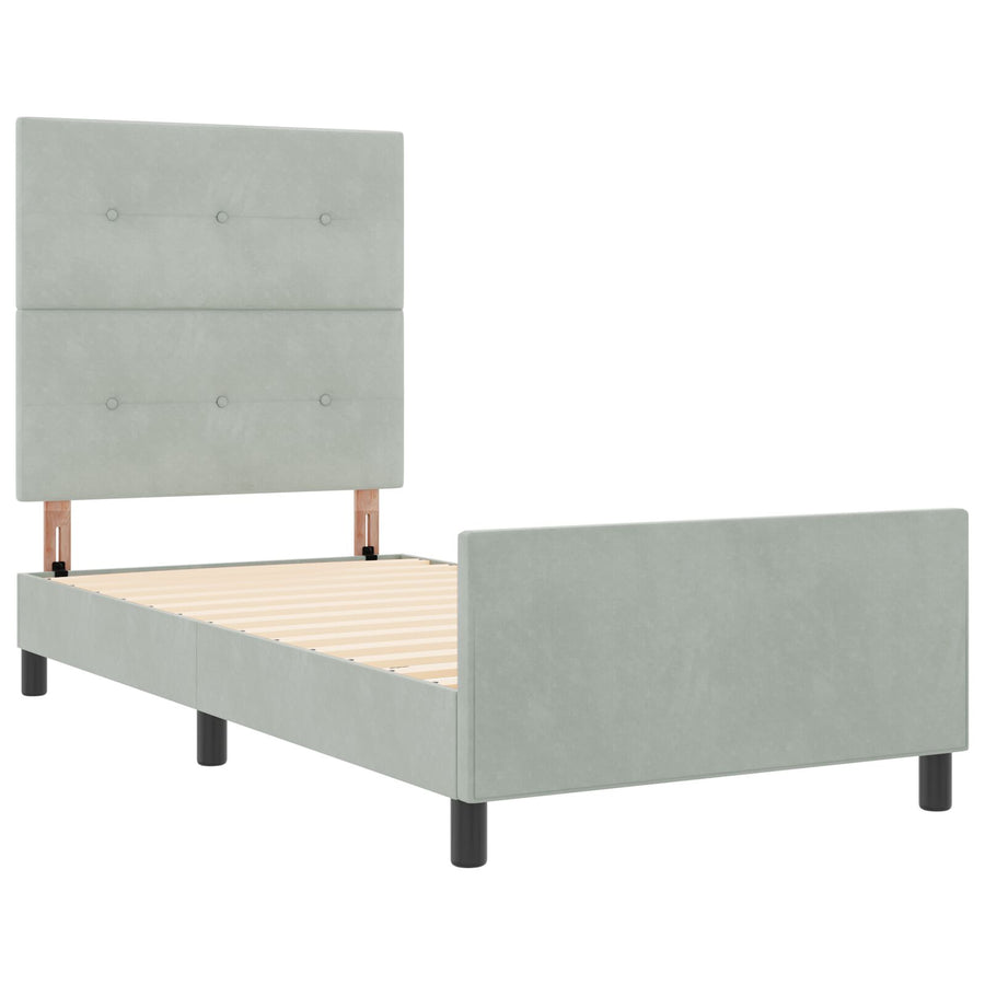 Bed Frame Lichtgrijs 90X190 Cm Velvet Crème