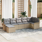 Tuinset poly rattan 7-delig beige