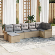 Tuinset poly rattan 7-delig beige