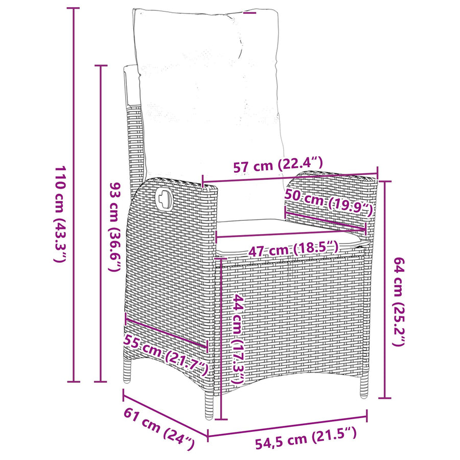 5-Delig Tuin Eetset Met Kussens Zwart Poly Rattan