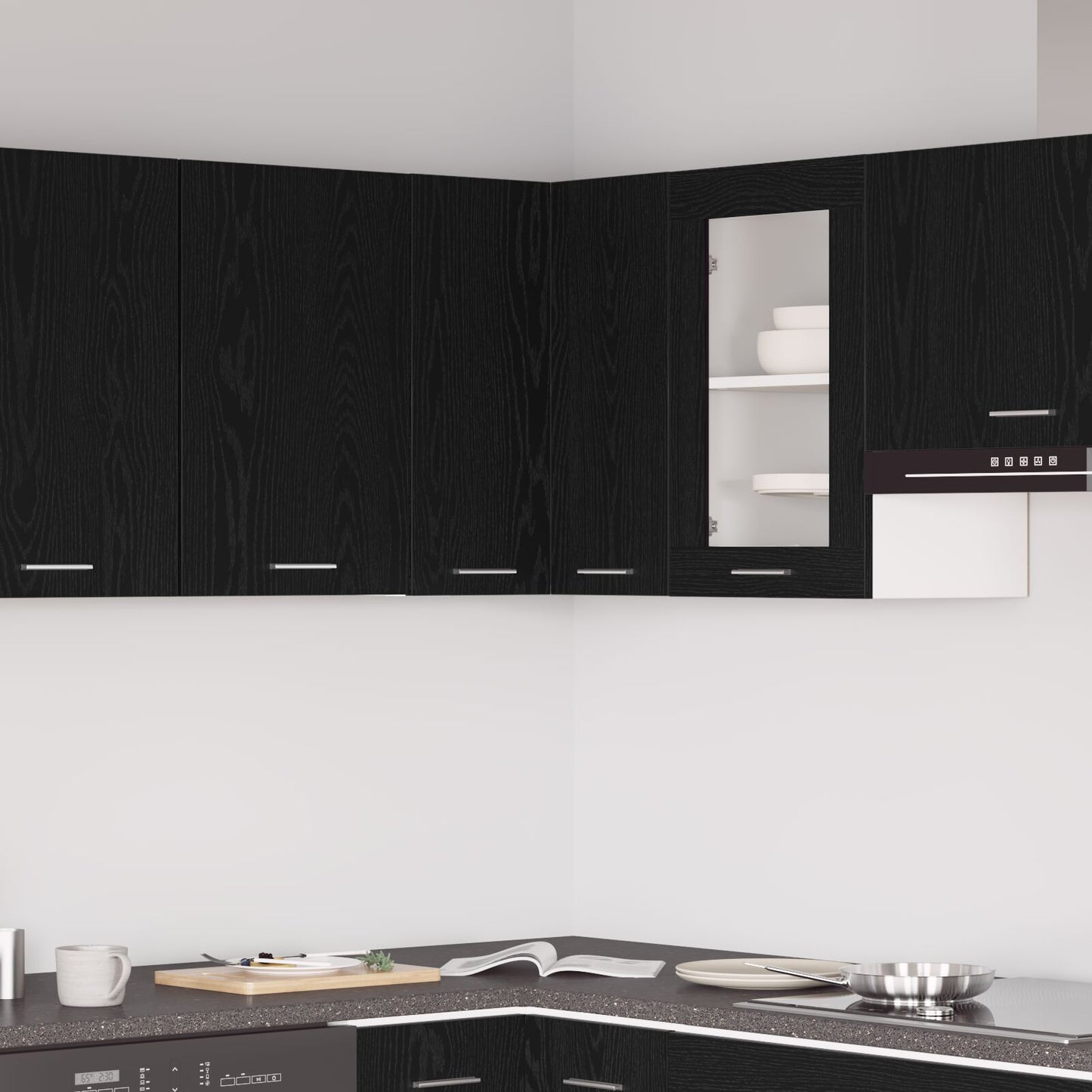 Hangende Hoekkast - Zwart Eiken - 57X57X60 Cm - Gemaakt Van Bewerkt Hout