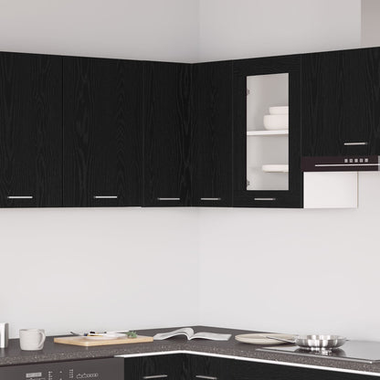 Hangende Hoekkast - Zwart Eiken - 57X57X60 Cm - Gemaakt Van Bewerkt Hout