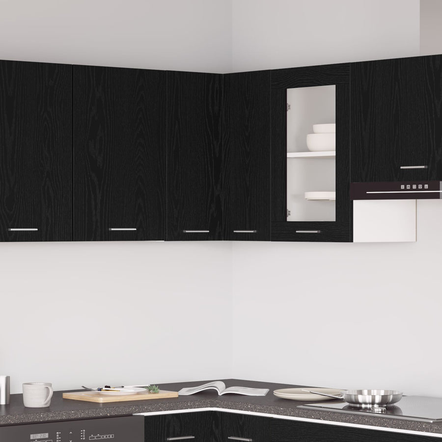 Hangende Hoekkast - Zwart Eiken - 57X57X60 Cm - Gemaakt Van Bewerkt Hout