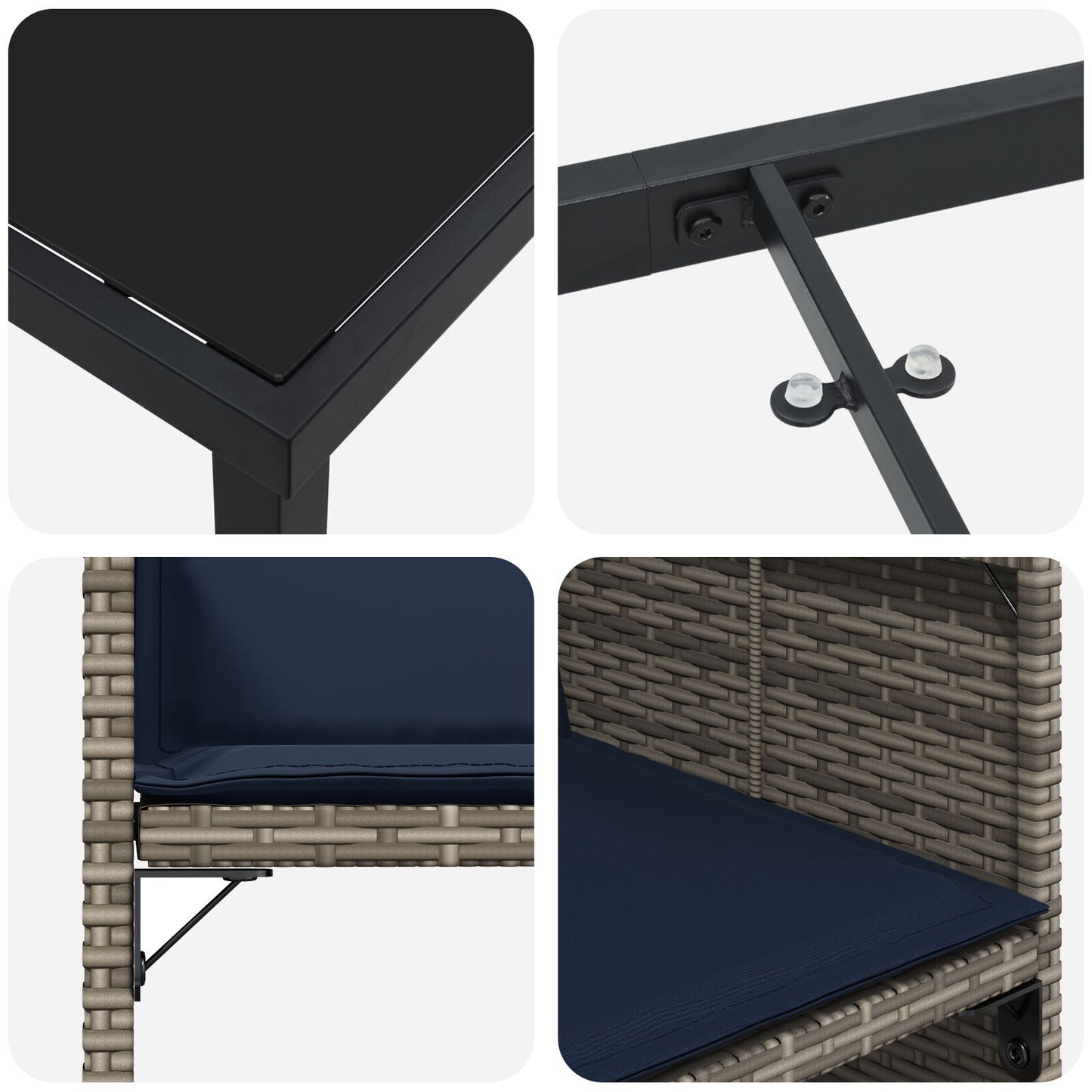 5-Delige Tuin Eettafelset Met Kussens Grijs Poly Rattan