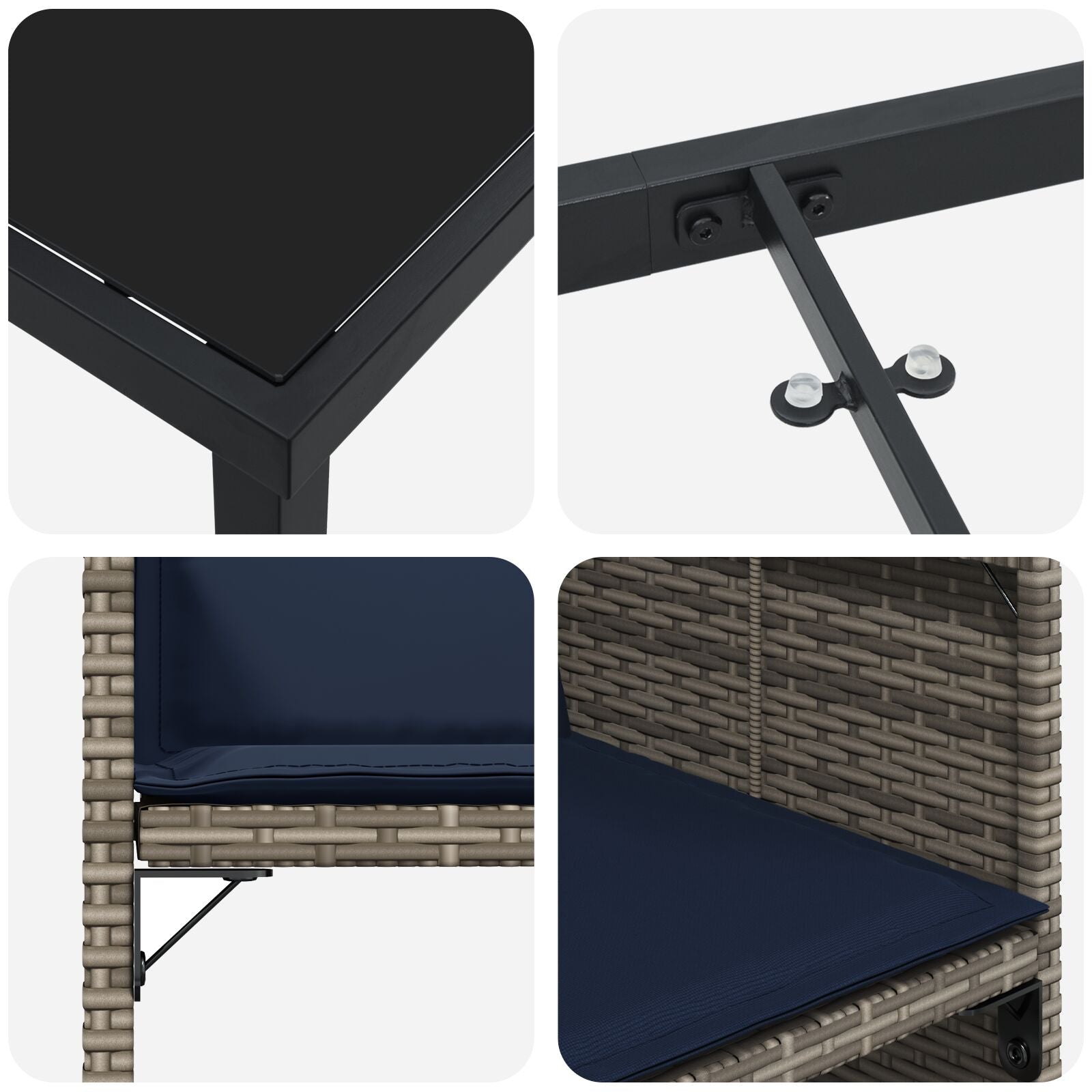 5-Delige Tuin Eettafelset Met Kussens Grijs Poly Rattan