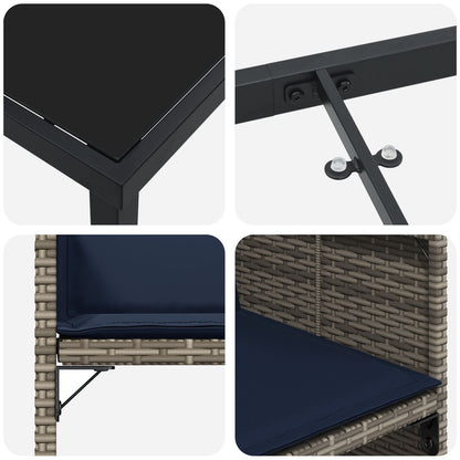 5-Delige Tuin Eettafelset Met Kussens Grijs Poly Rattan