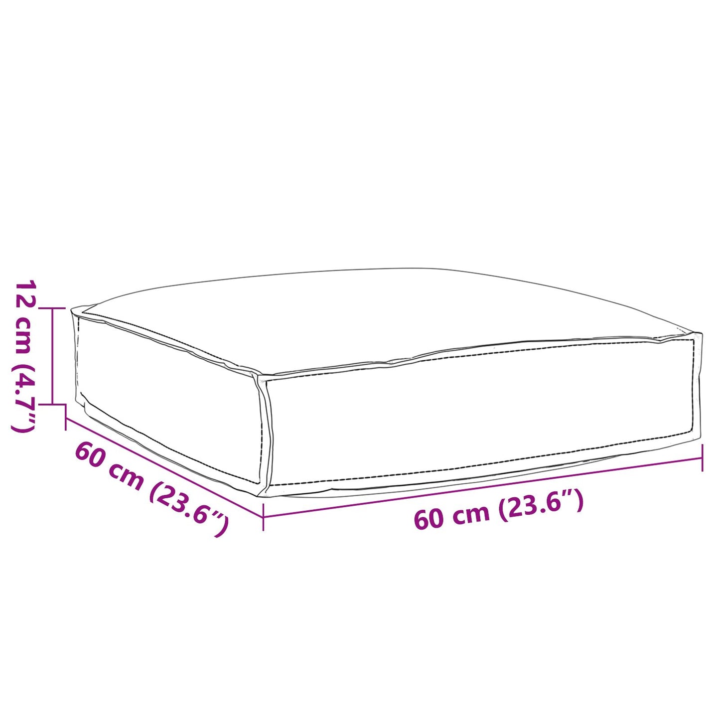 Pallet Kussen Voor Zitting 60X60X12 Cm Oxford Stof Loofpatroon