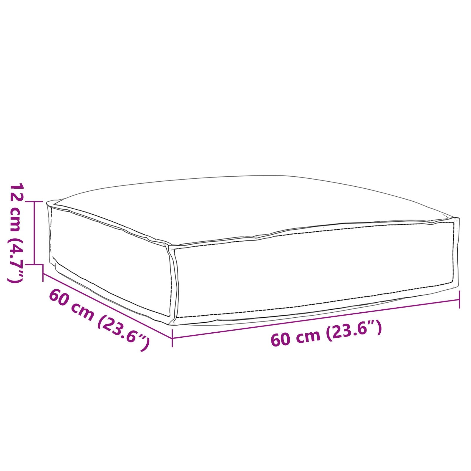 Pallet Kussen Voor Zitting 60X60X12 Cm Oxford Stof Loofpatroon