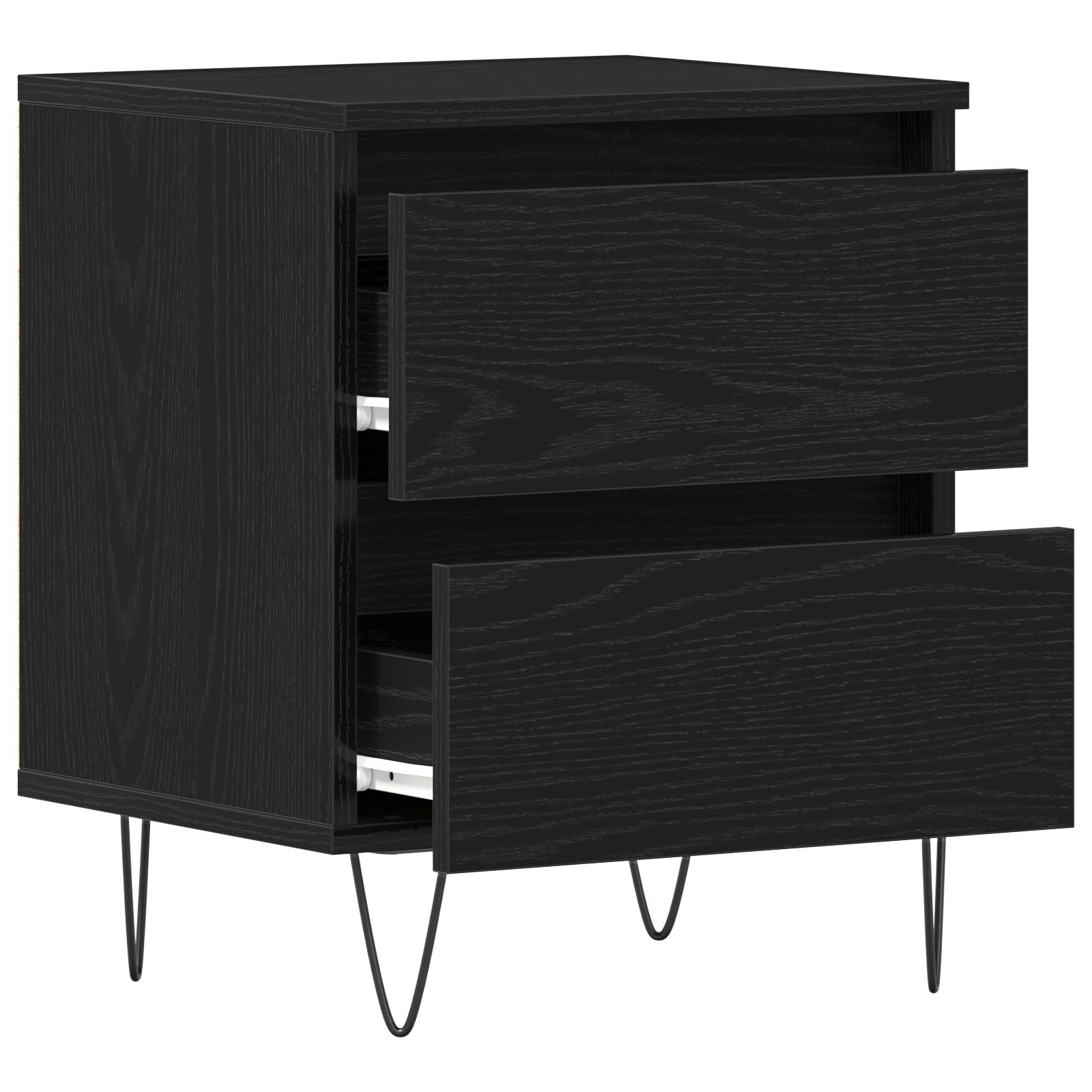 Nachtkasten 2 Stuks Zwart Eiken 40X35X50 Cm Gefabriceerd Hout