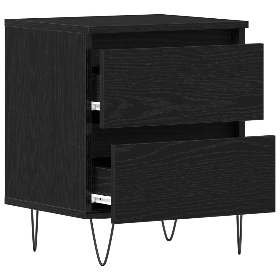 Nachtkasten 2 Stuks Zwart Eiken 40X35X50 Cm Gefabriceerd Hout