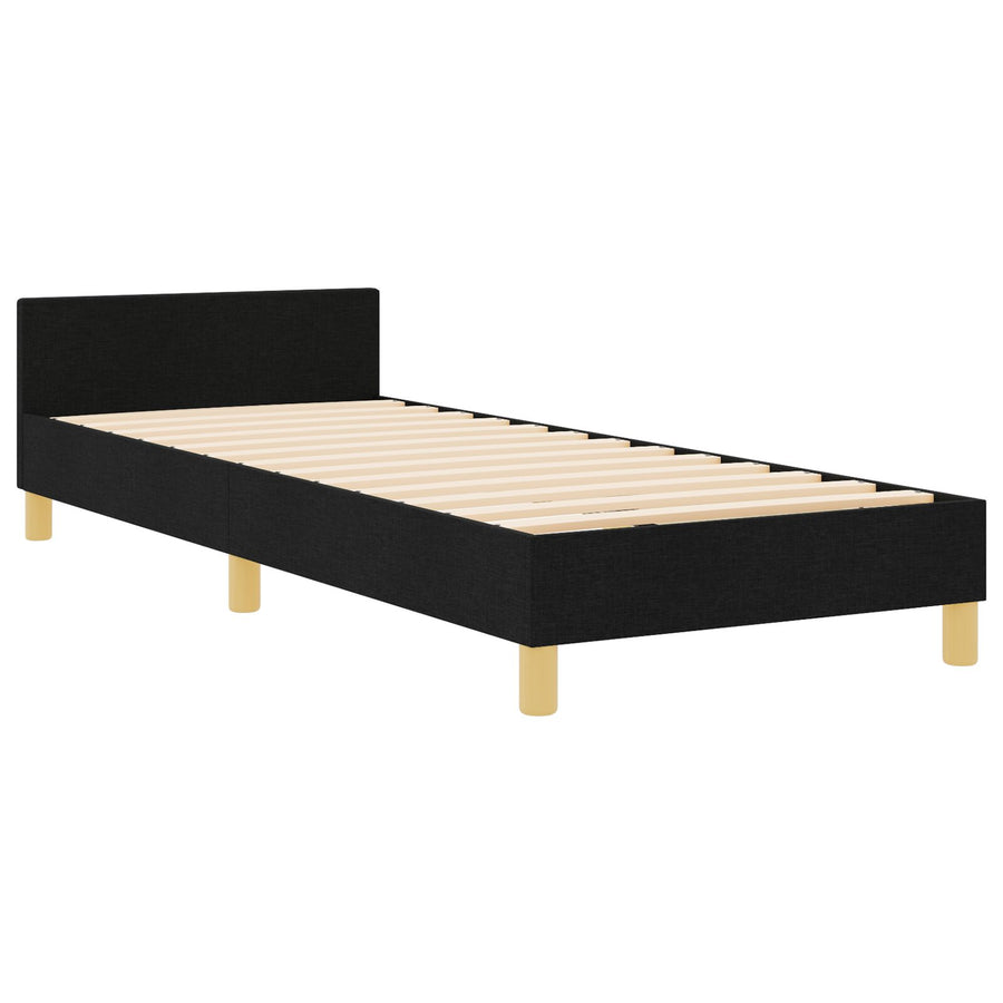 Zwart Stof Bedframe 80X200 Cm Crème