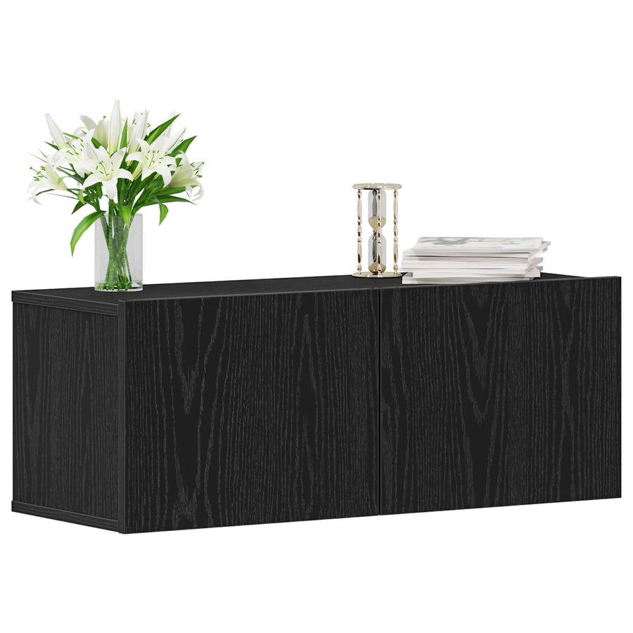 Tv Wandkasten (Set Van 2) - Zwart Eiken, 80X30X30 Cm, Gemaakt Van Bewerkt Hout