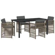 5-Delige Tuin Eettafelset Met Kussens Grijs Poly Rattan